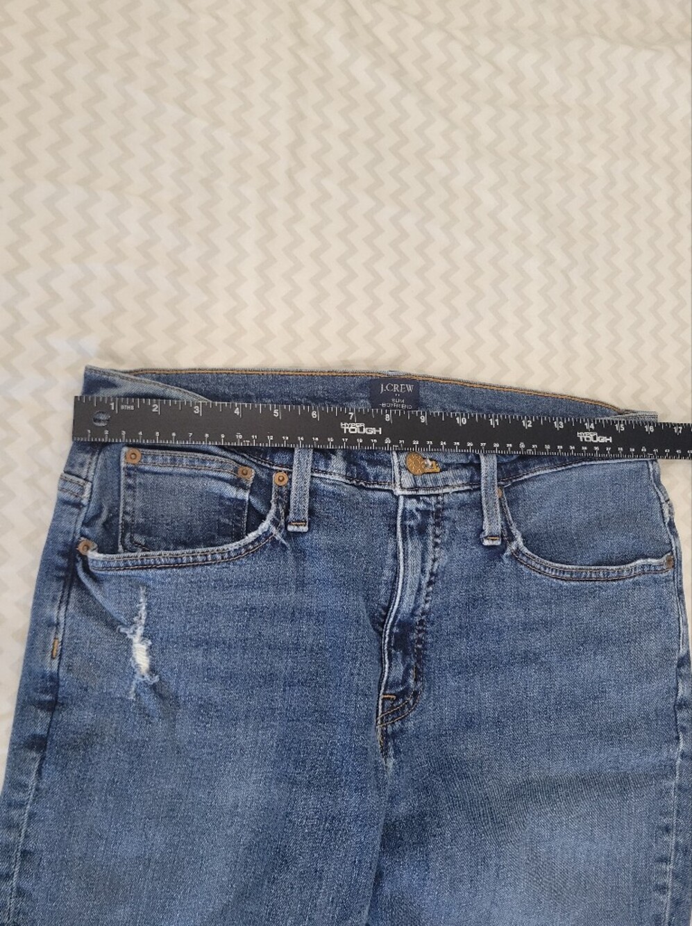 J. Crew Medium Blue Straight-Leg Women's Jeans Slim "The Boyfriend" Size 30 - Picture 4 of 15